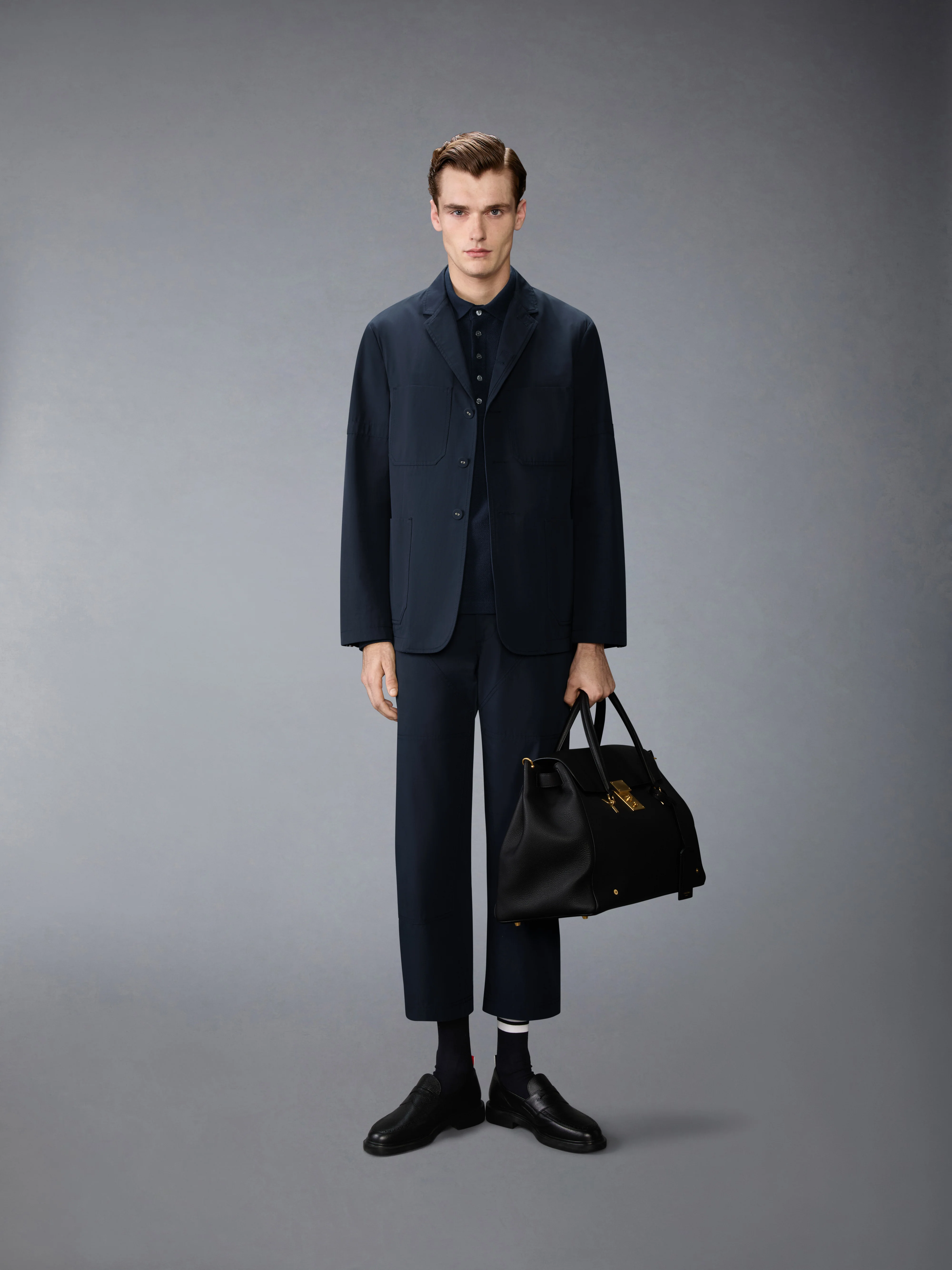 TEXTURED PIQUE 4-BAR LONG SLEEVE POLO - Image 3