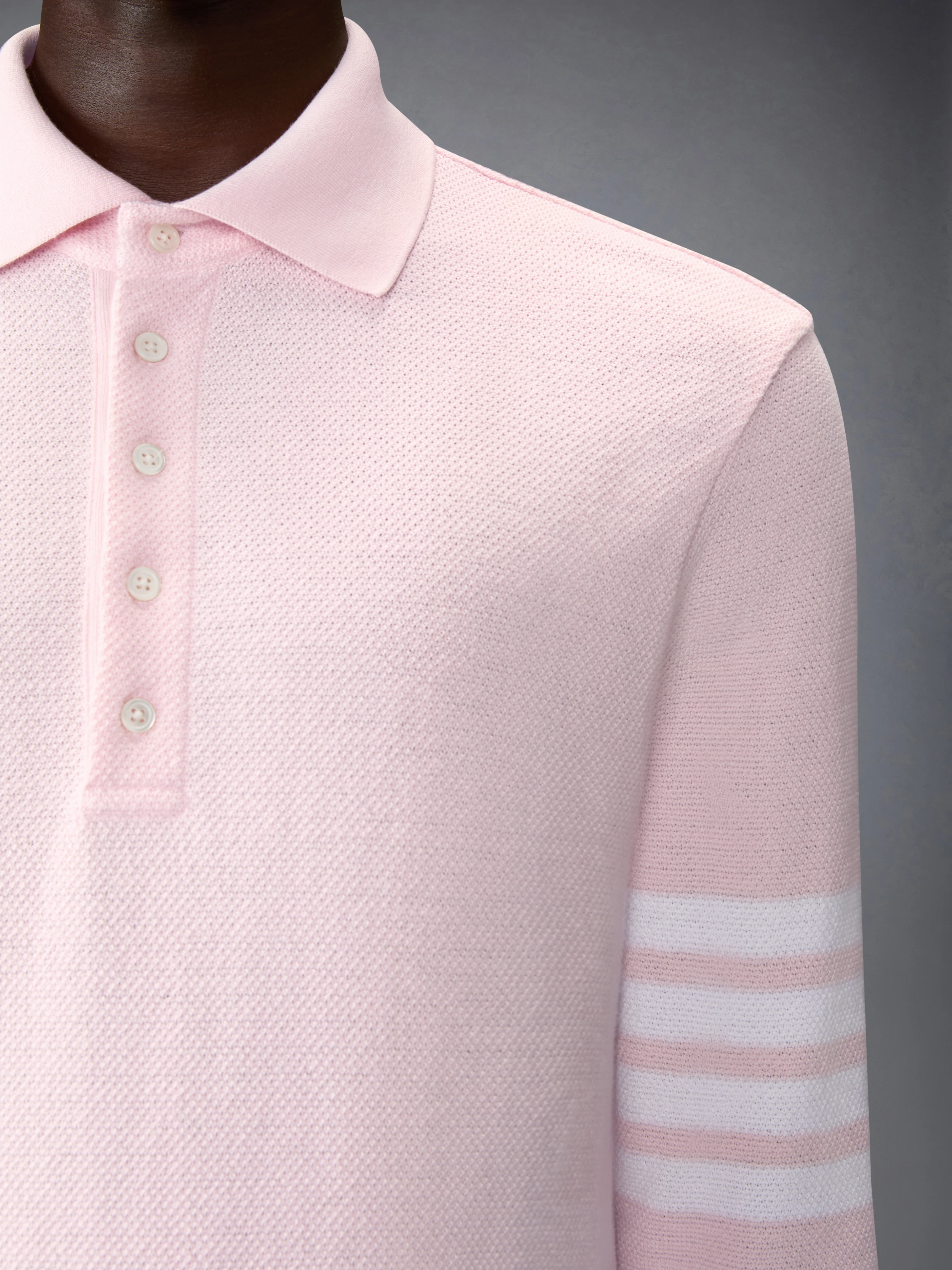 TEXTURED PIQUE 4-BAR LONG SLEEVE POLO - Image 4