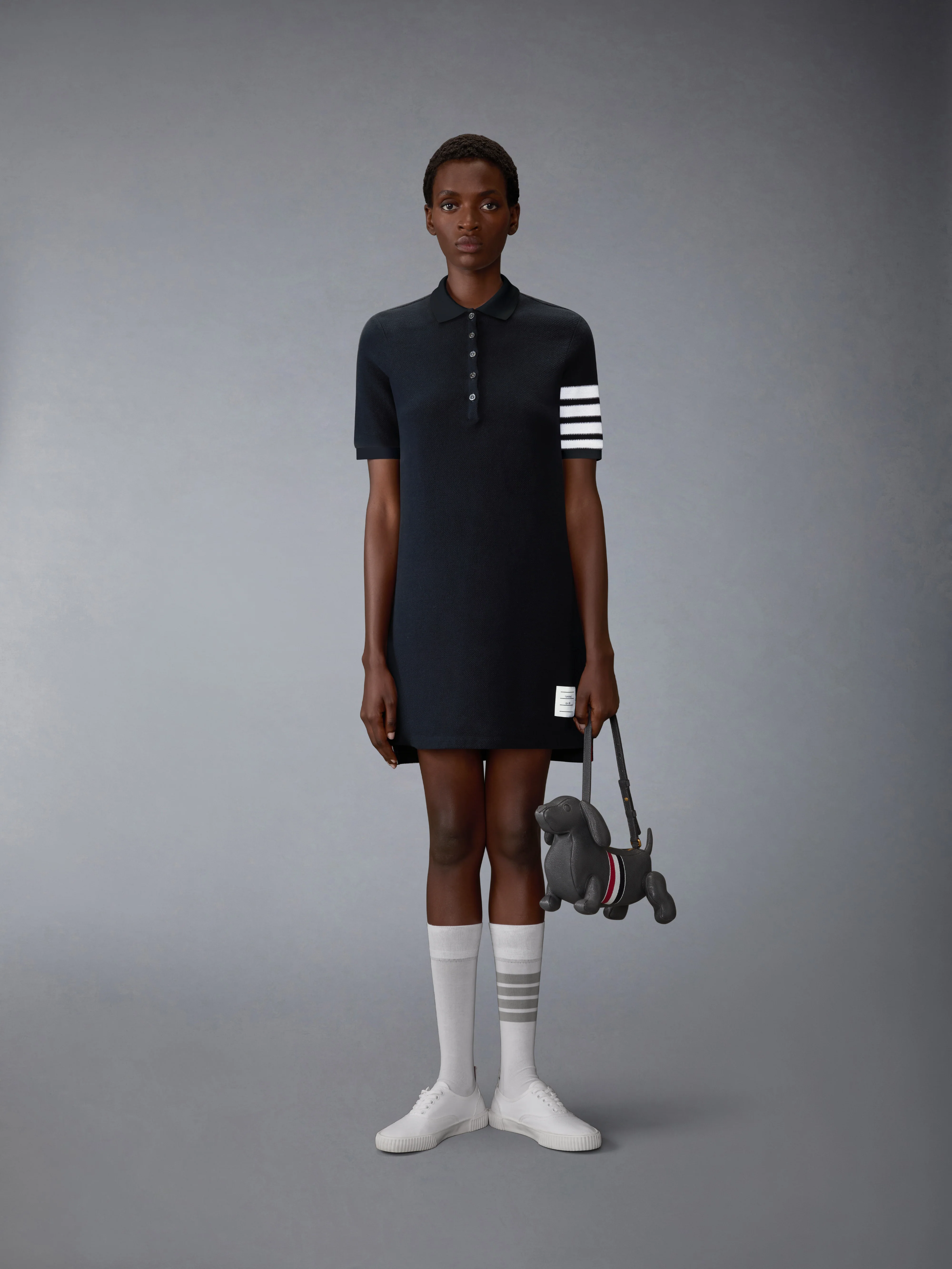 TEXTURED PIQUE 4-BAR POLO DRESS - Image 4