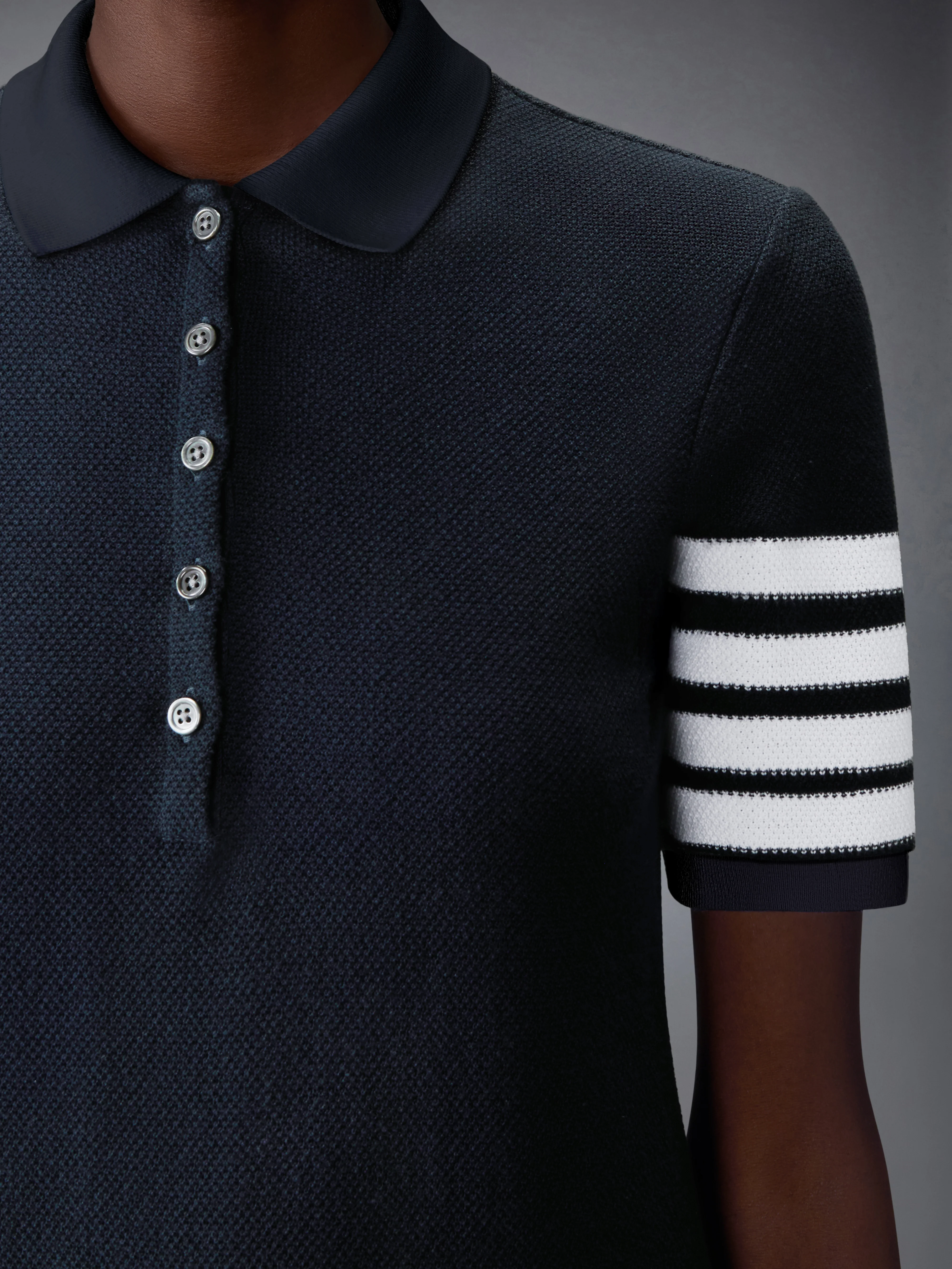 TEXTURED PIQUE 4-BAR POLO DRESS - Image 6
