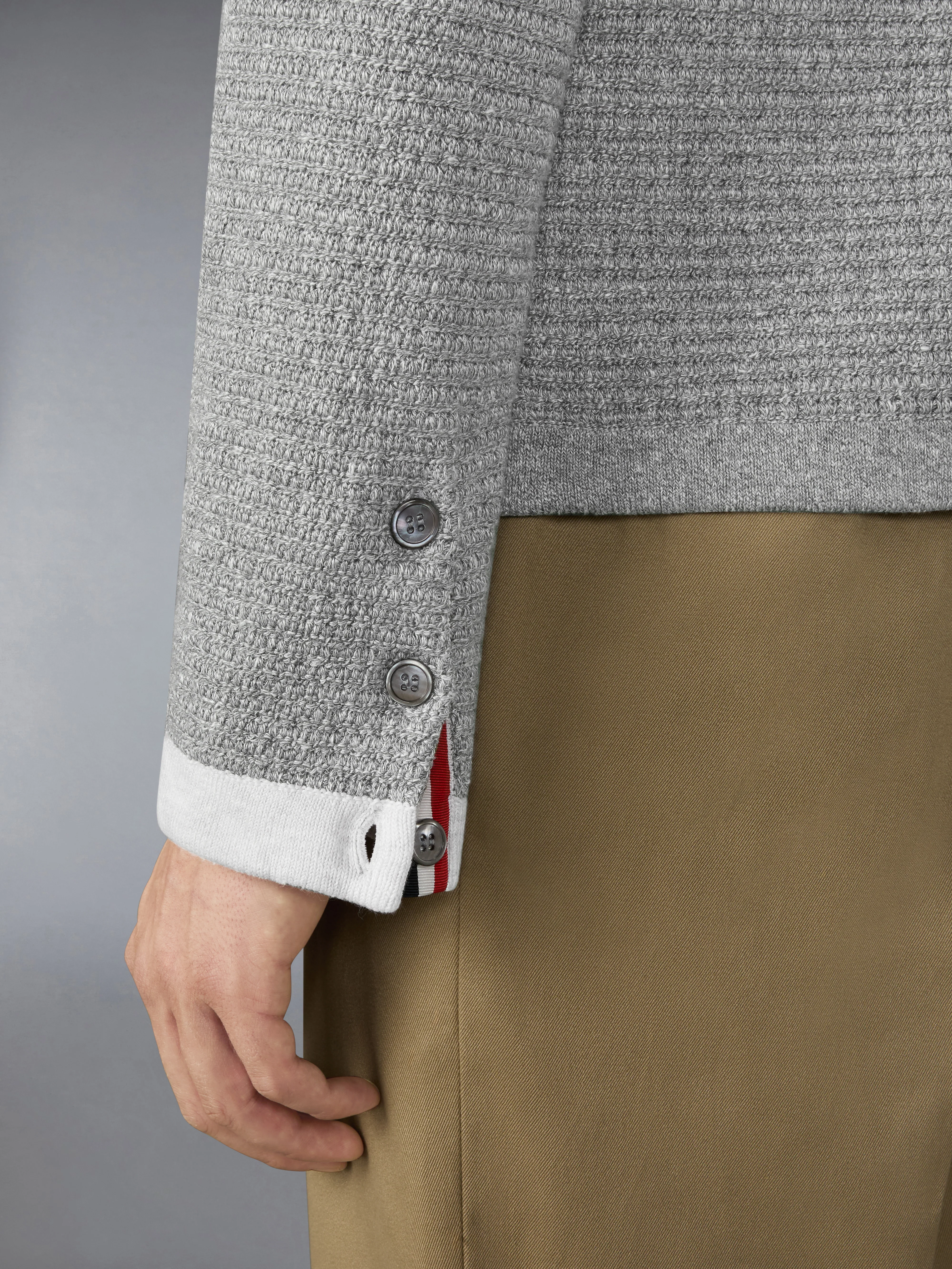 TEXTURED STITCH LINEN 4-BAR CARDIGAN JACKET - Image 4
