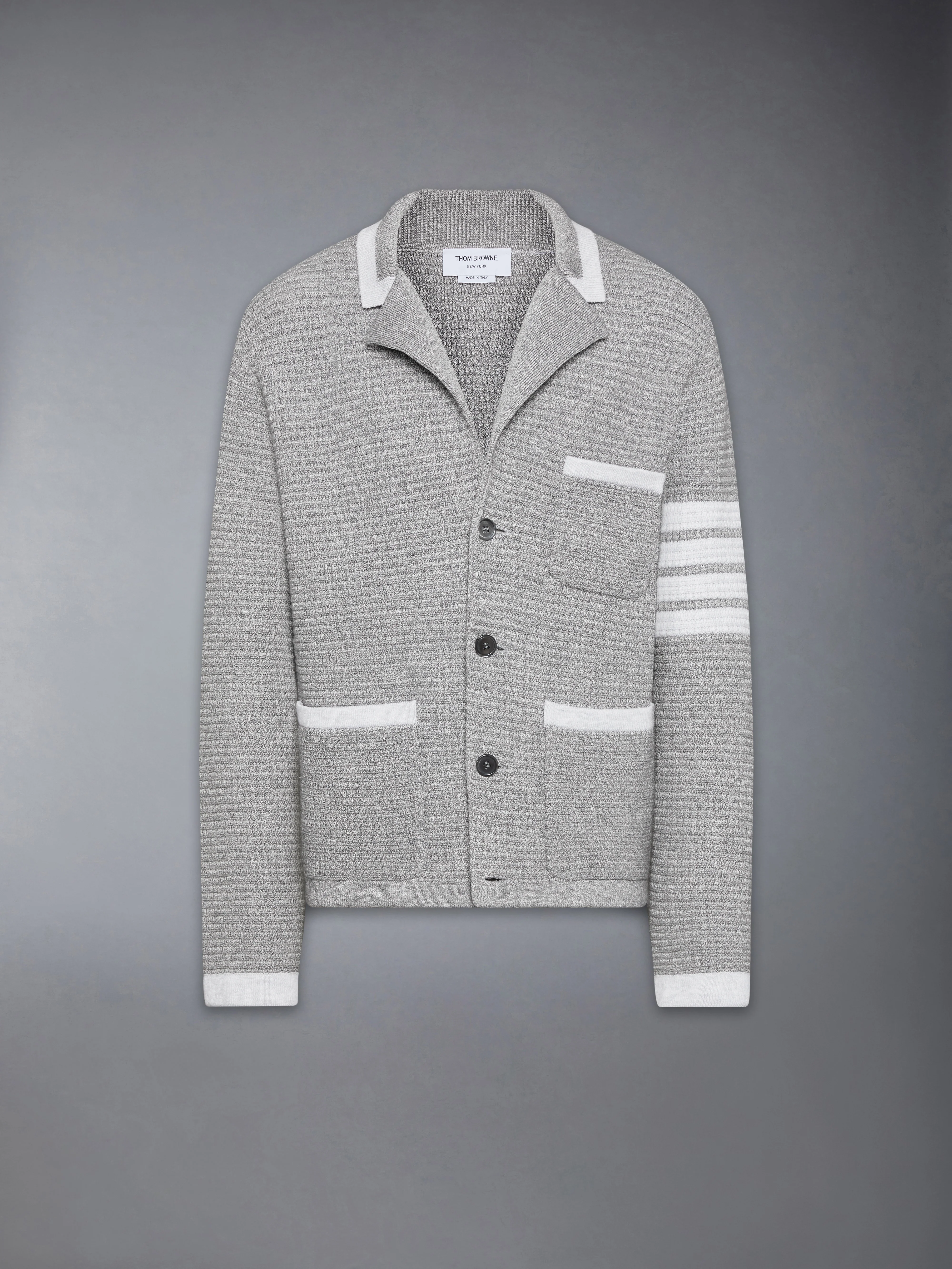 TEXTURED STITCH LINEN 4-BAR CARDIGAN JACKET - Image 6