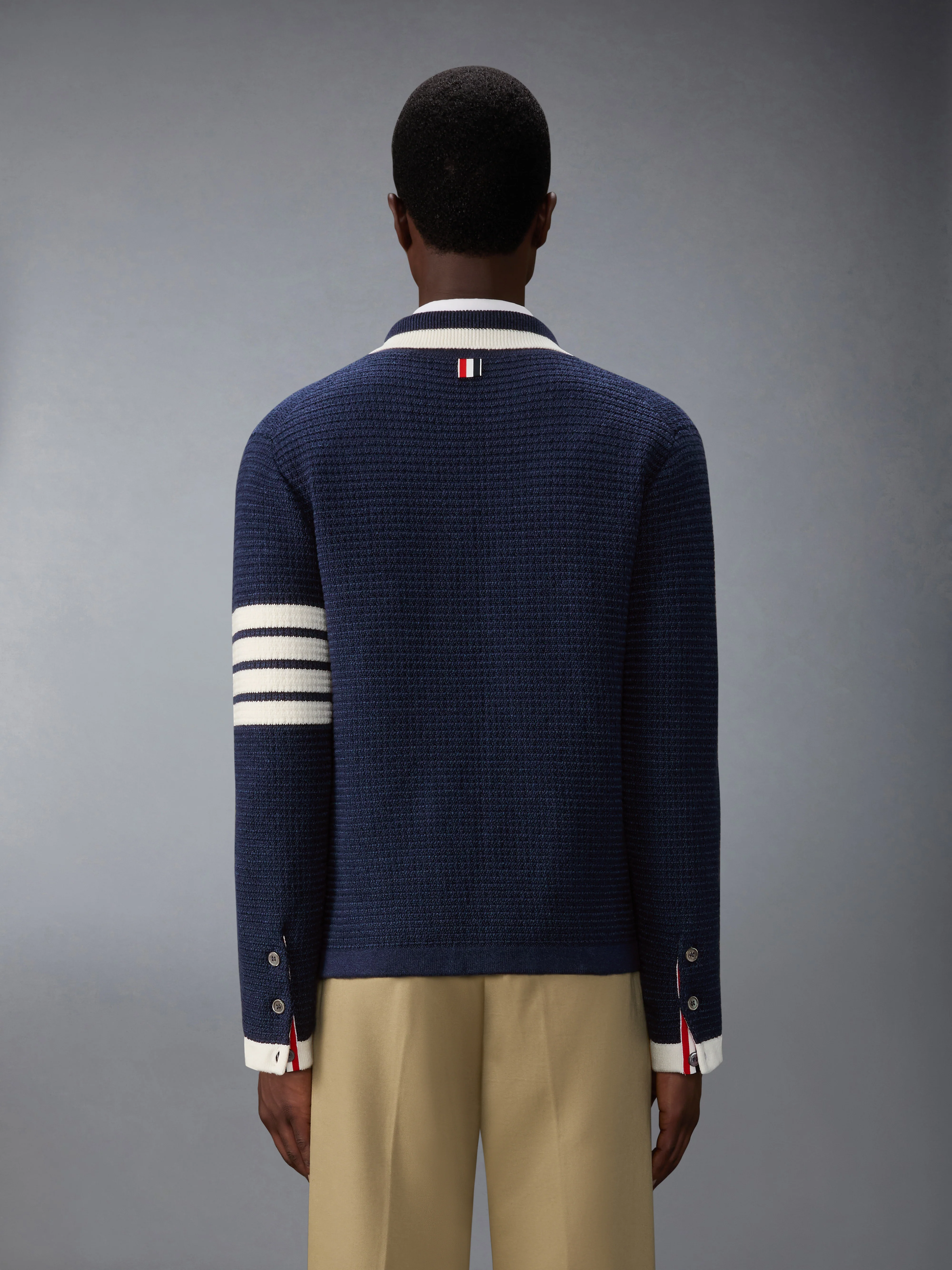 TEXTURED STITCH LINEN 4-BAR CARDIGAN JACKET - Image 2