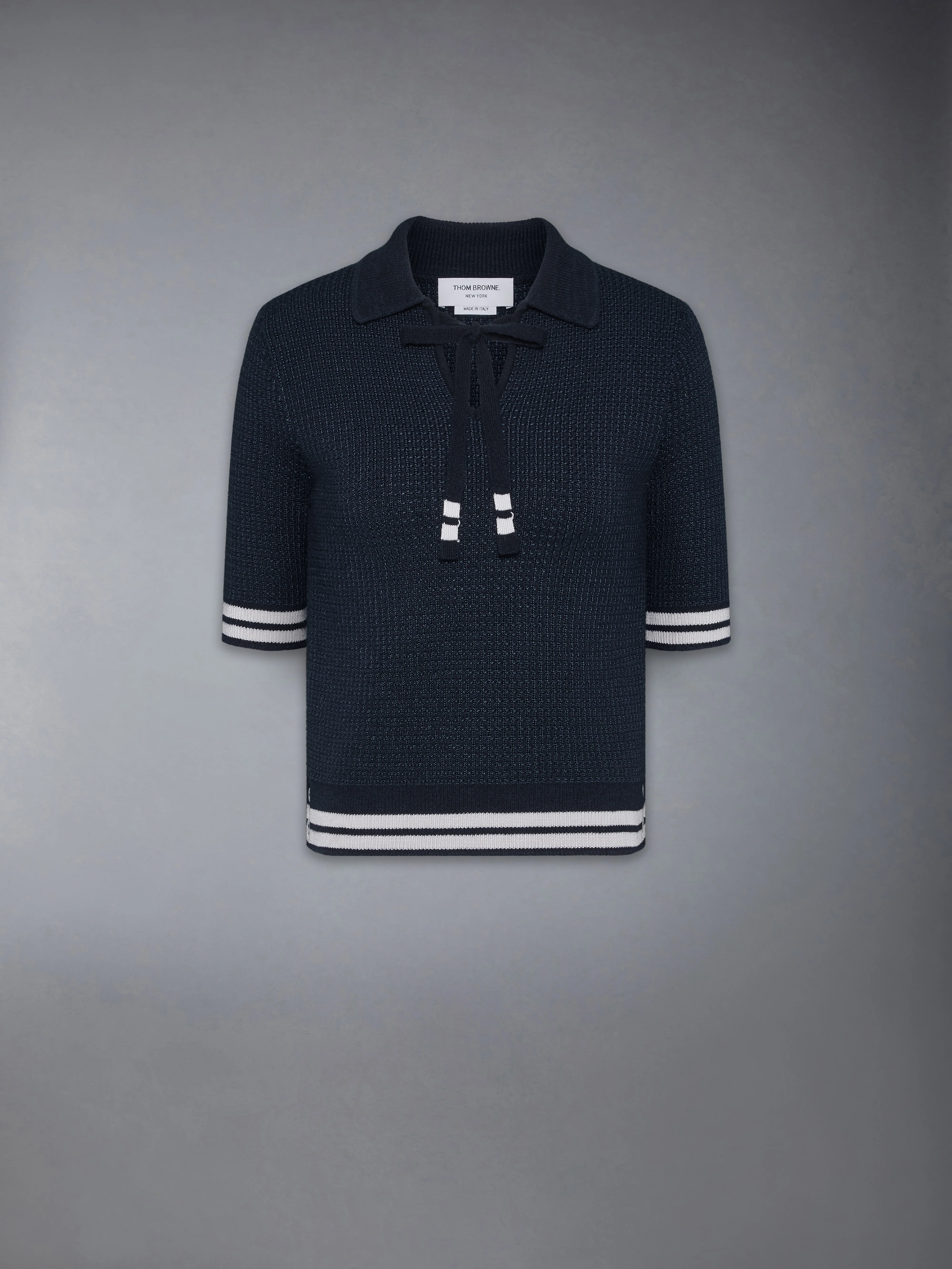 TUCK STITCH SILK CASHMERE & WOOL POLO - Image 6