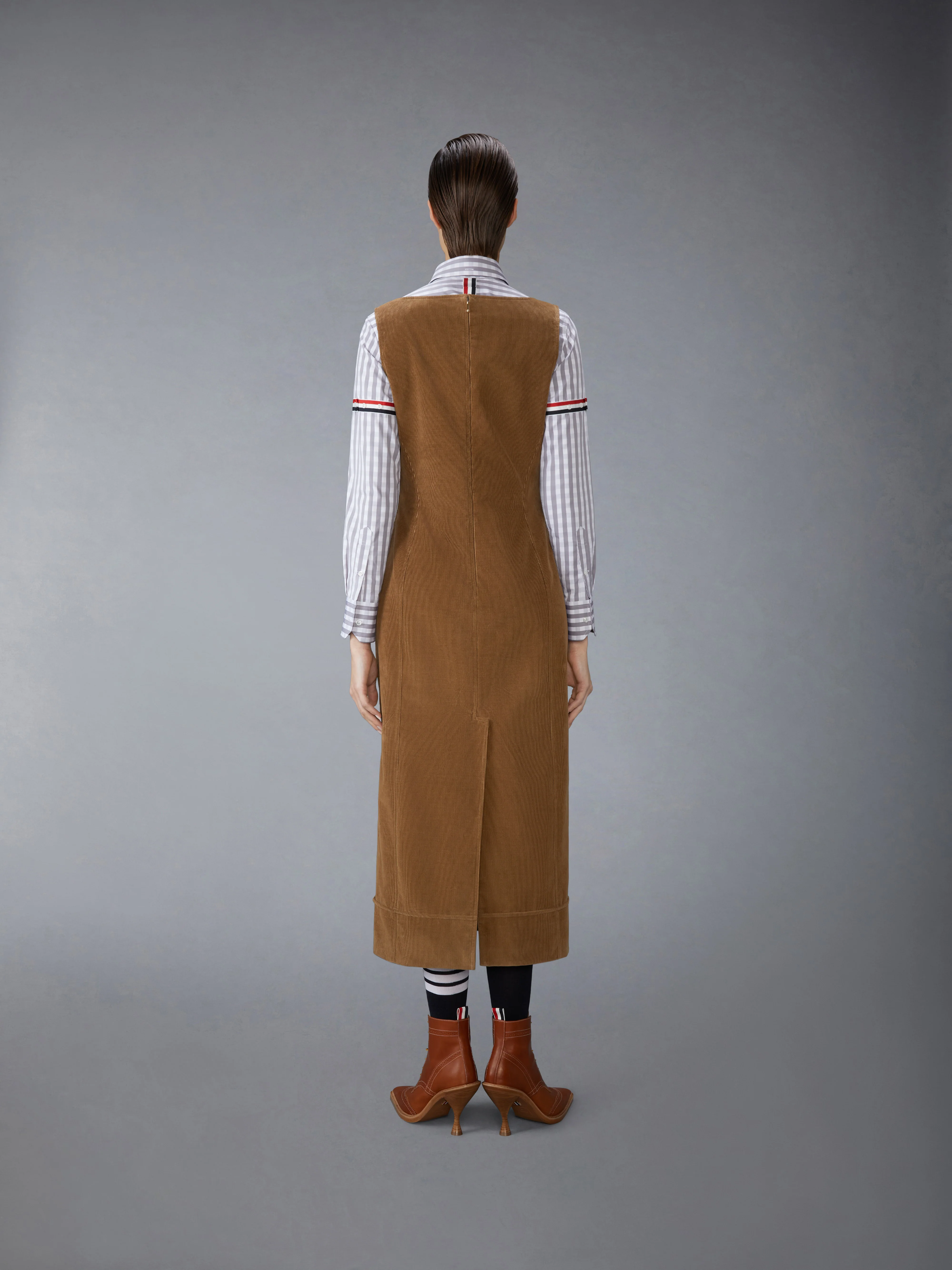 WALE CORDUROY SQUARE NECK COLUMN DRESS - Image 5