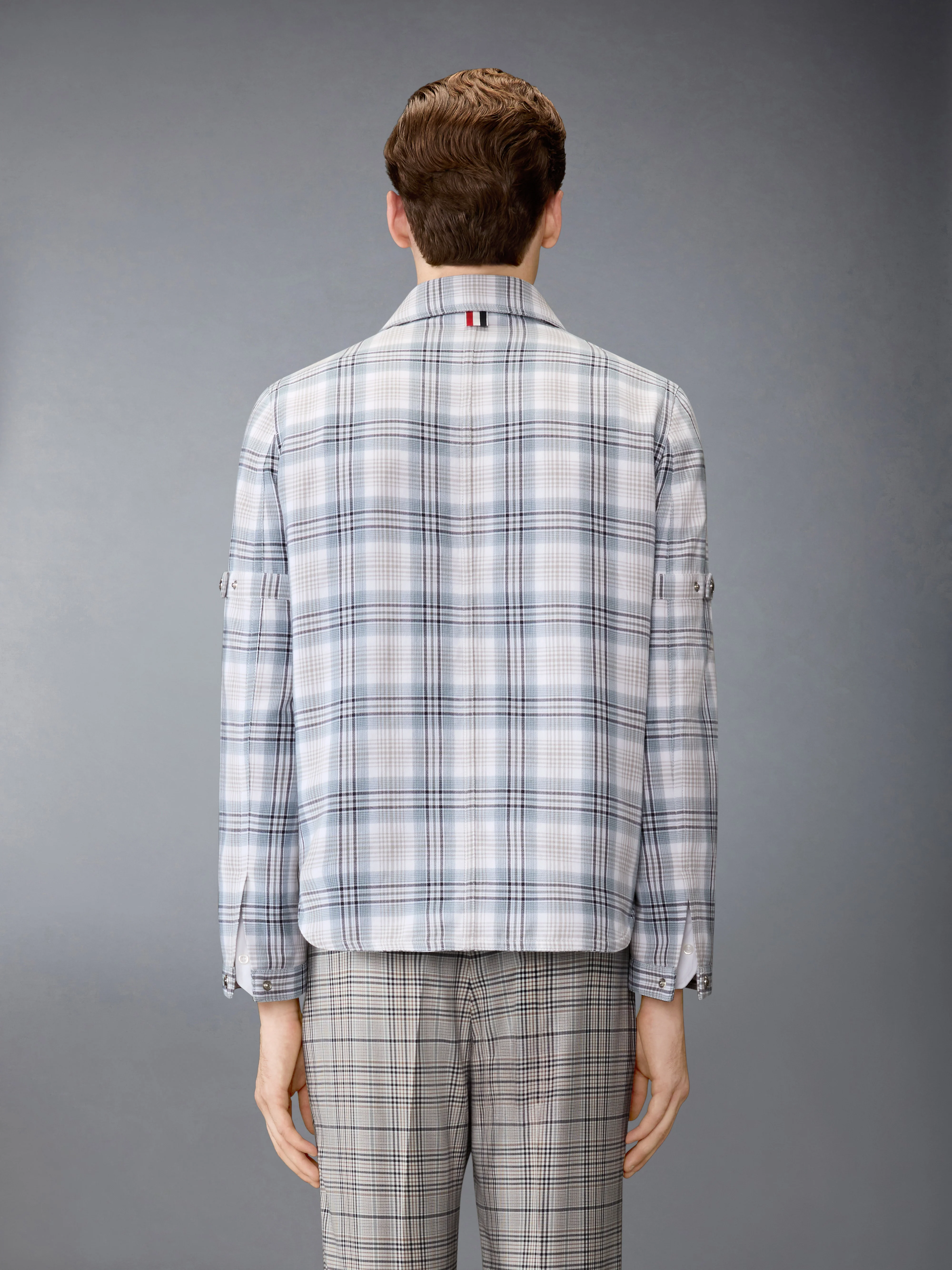 WINDOWPANE PLAID ARMBAND UTILITY JACKET - Image 2