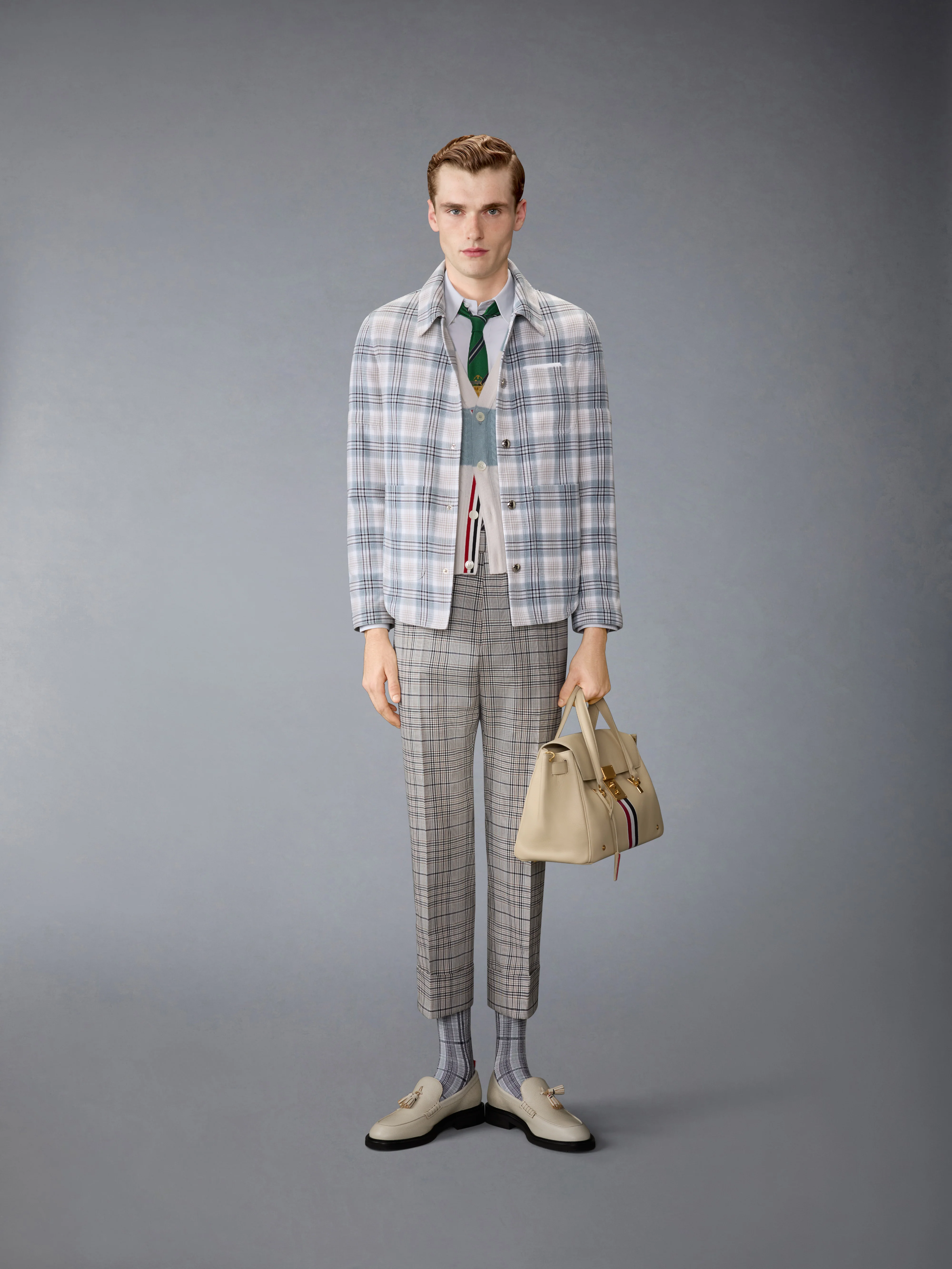 WINDOWPANE PLAID ARMBAND UTILITY JACKET - Image 3
