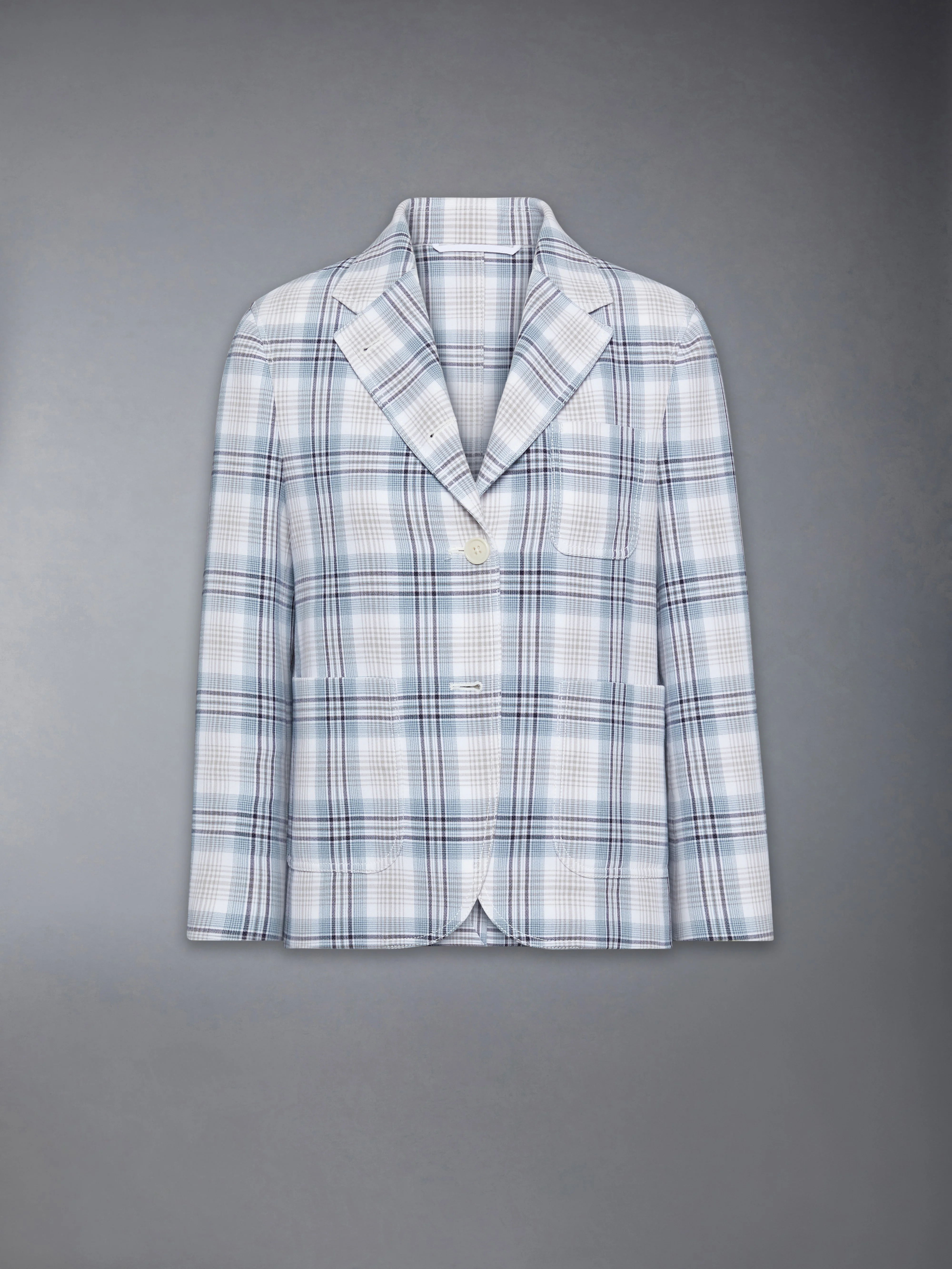 WINDOWPANE PLAID UNCONSTRUCTED  CROPPED SACK JACKET - Image 7