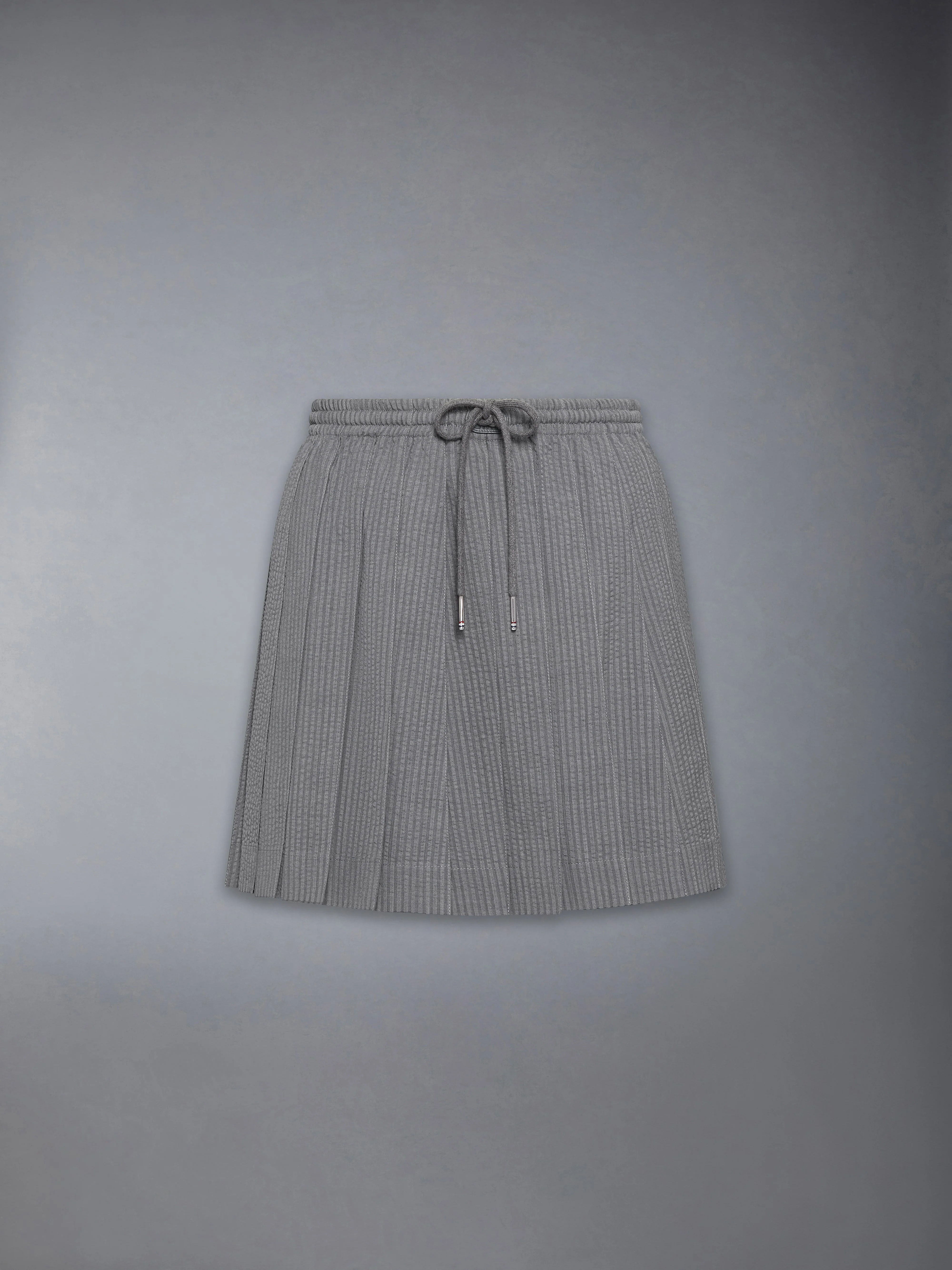 WOOL SEERSUCKER DRAWSTRING PLEATED MINI SKIRT - Image 5