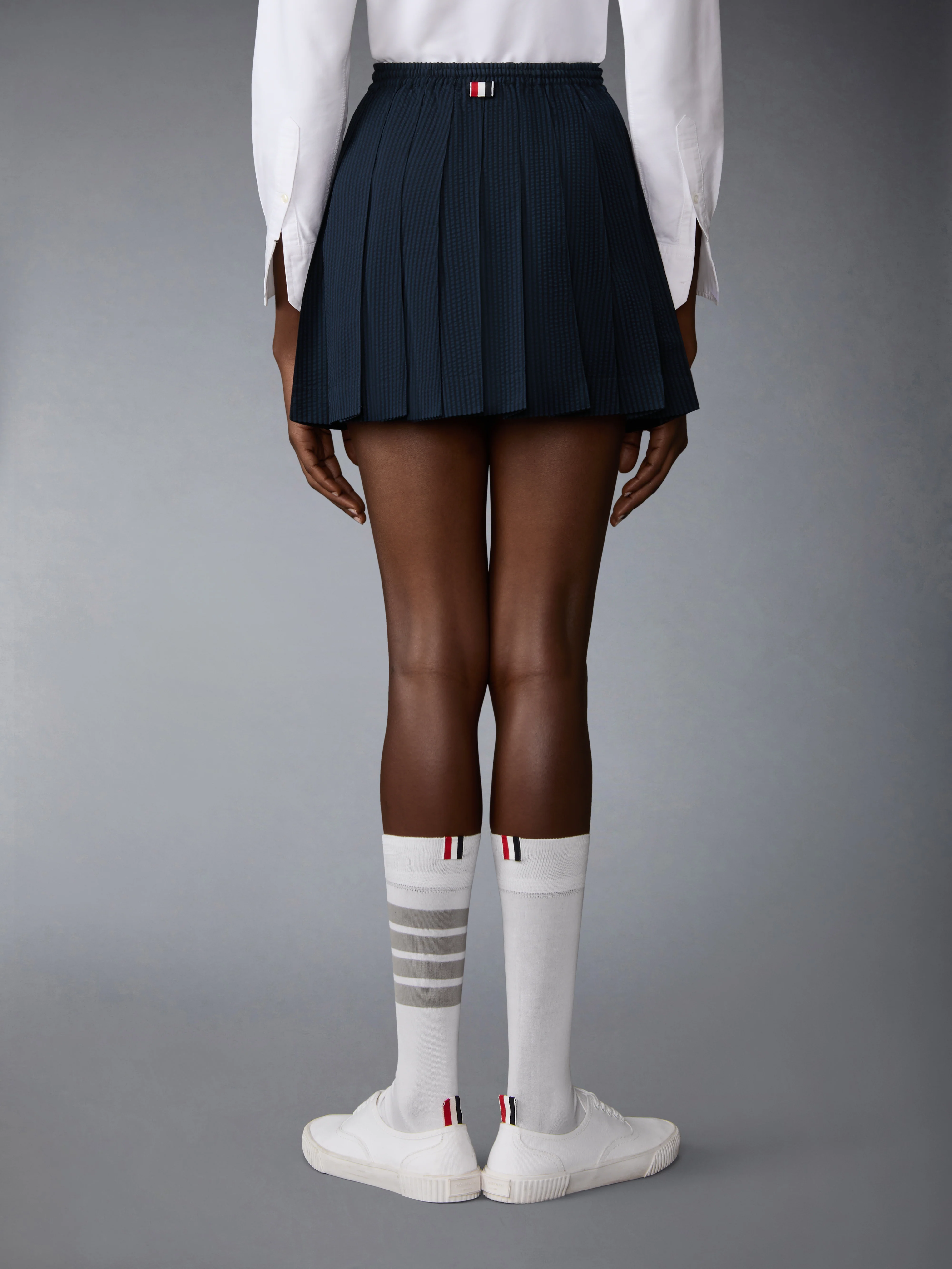 WOOL SEERSUCKER DRAWSTRING PLEATED MINI SKIRT - Image 3