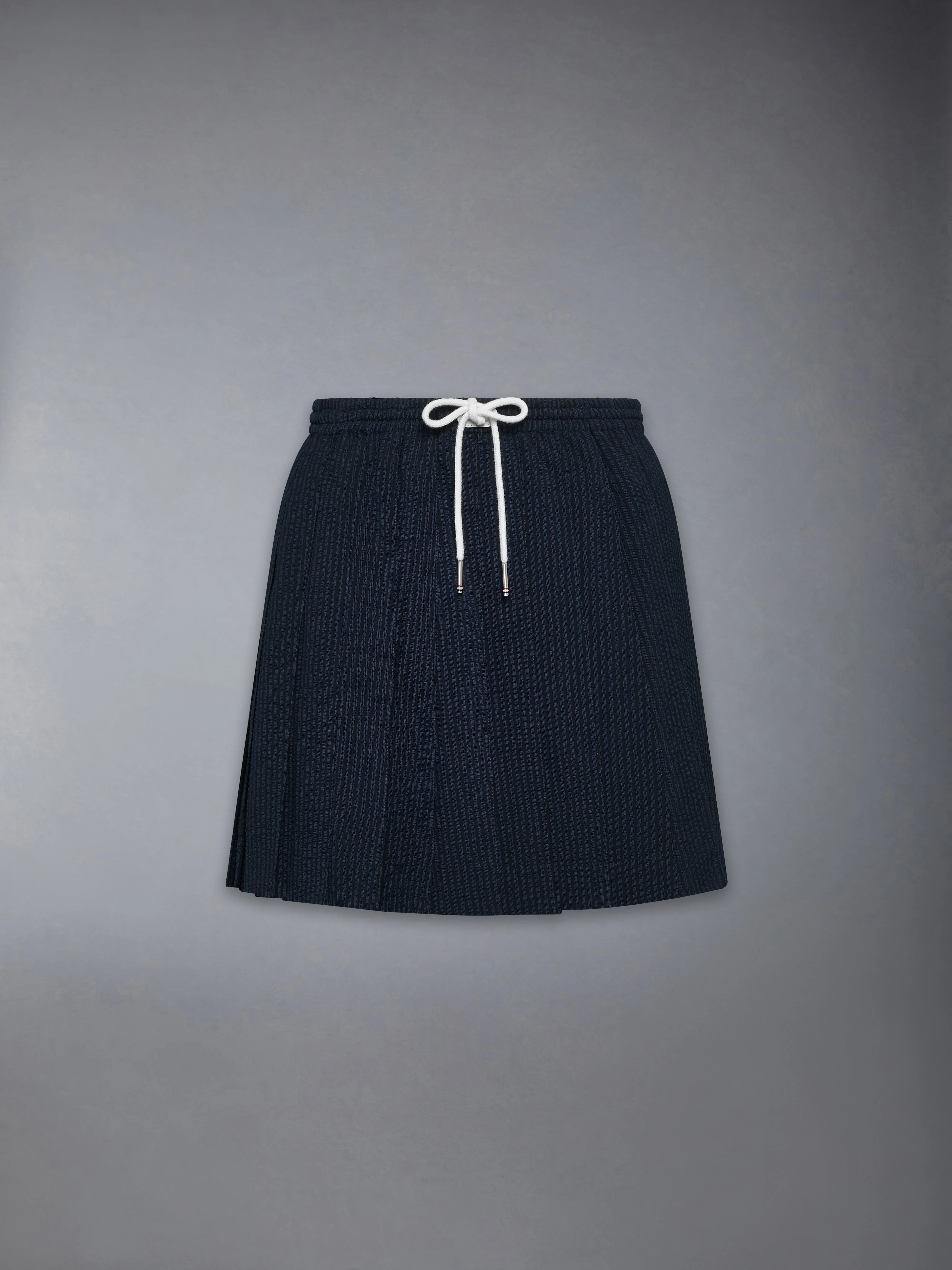 WOOL SEERSUCKER DRAWSTRING PLEATED MINI SKIRT - Image 6