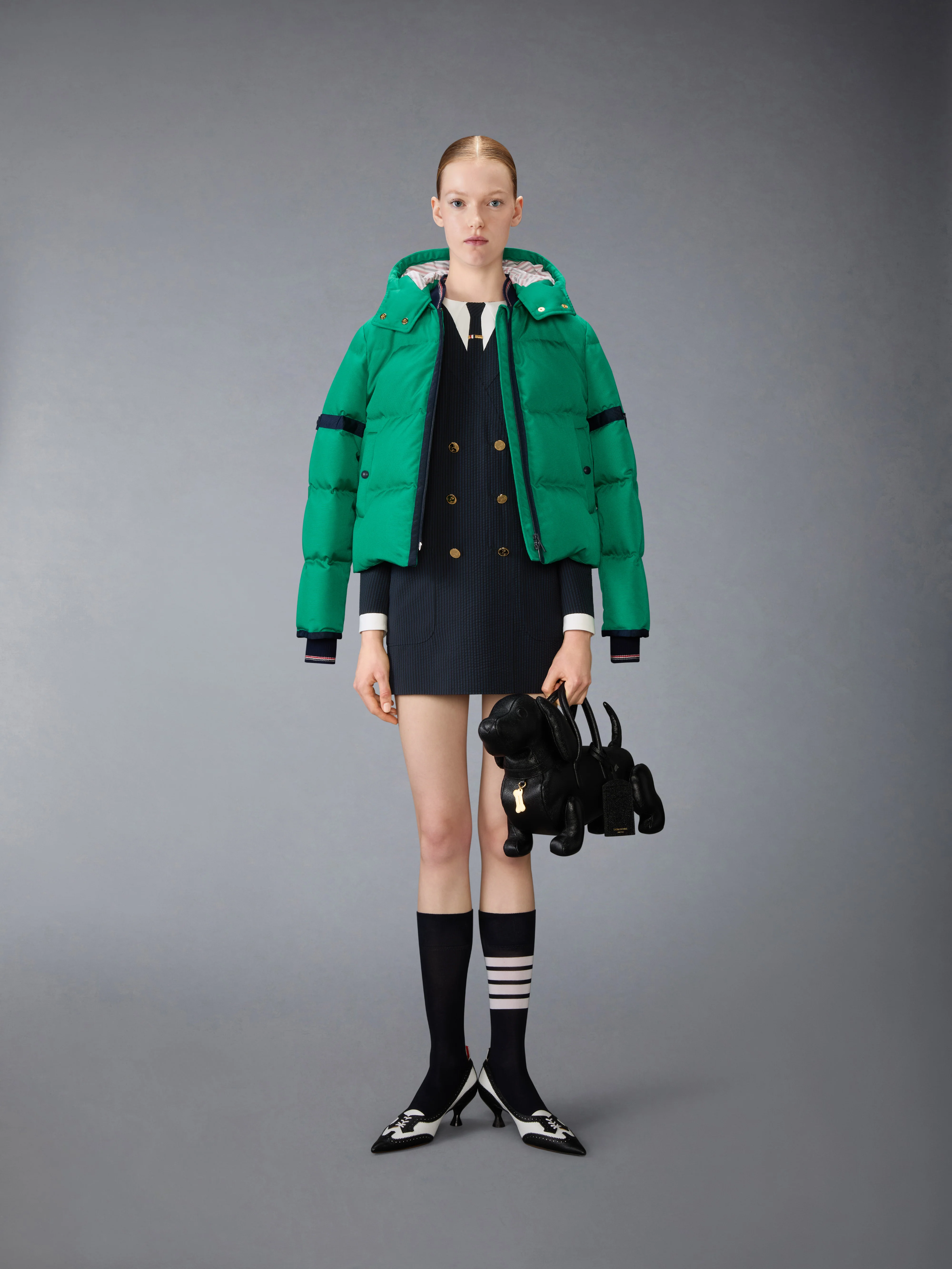 WOOL SEERSUCKER TROMPE L’ŒIL SHIFT MINI DRESS - Image 4