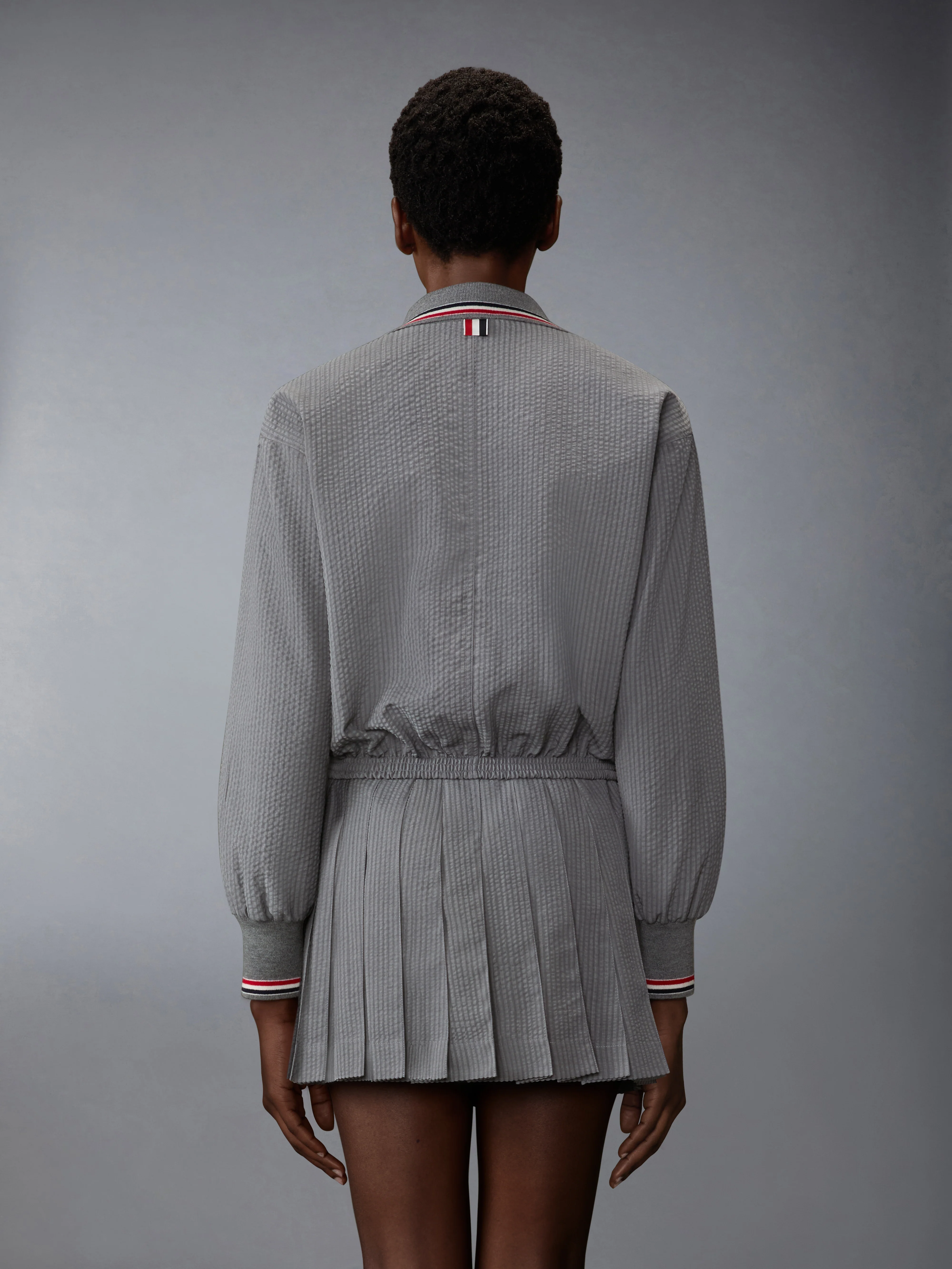 WOOL SEERSUCKER ZIP UP TRACK JACKET - Image 2