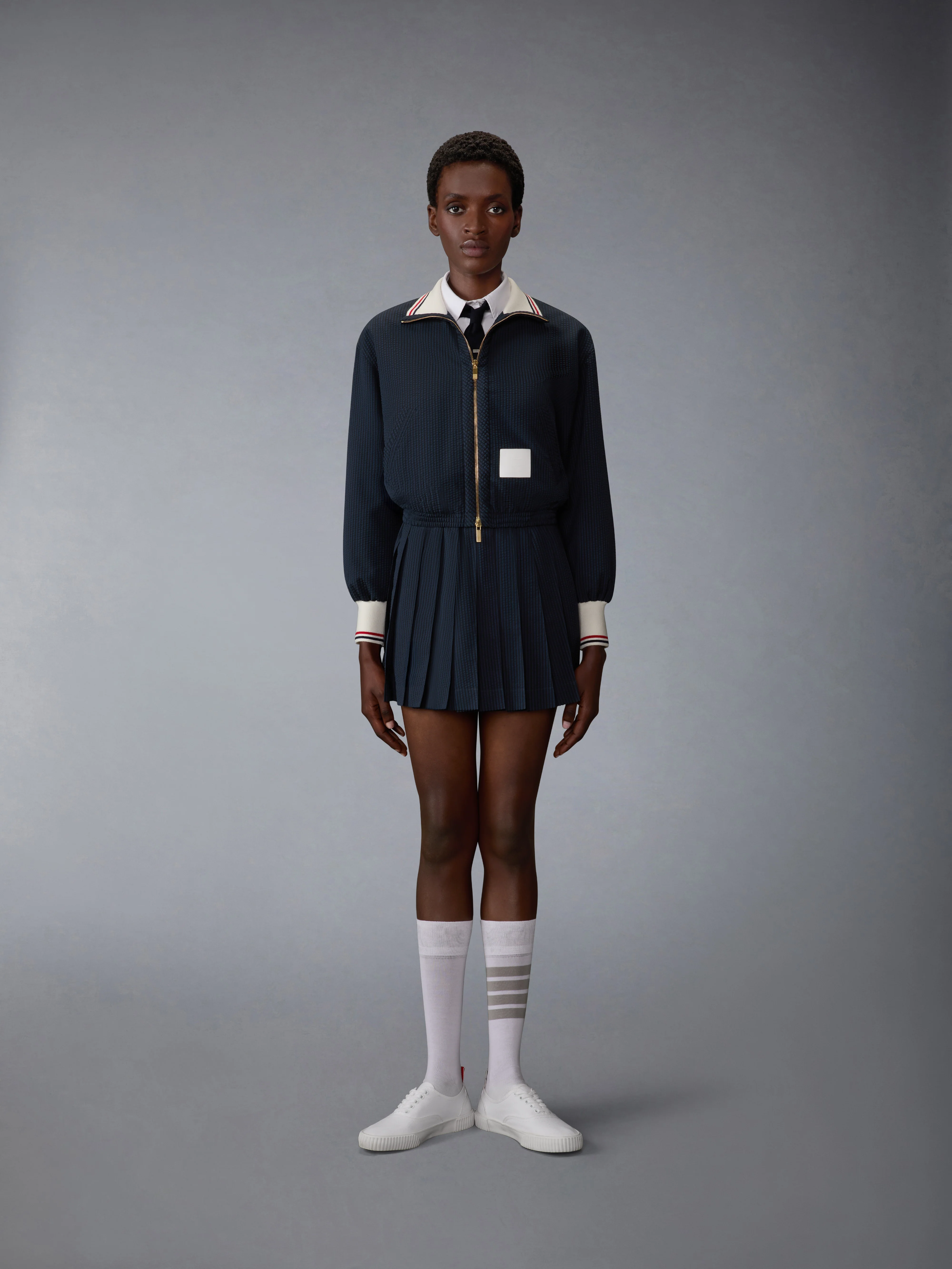 WOOL SEERSUCKER ZIP UP TRACK JACKET - Image 3