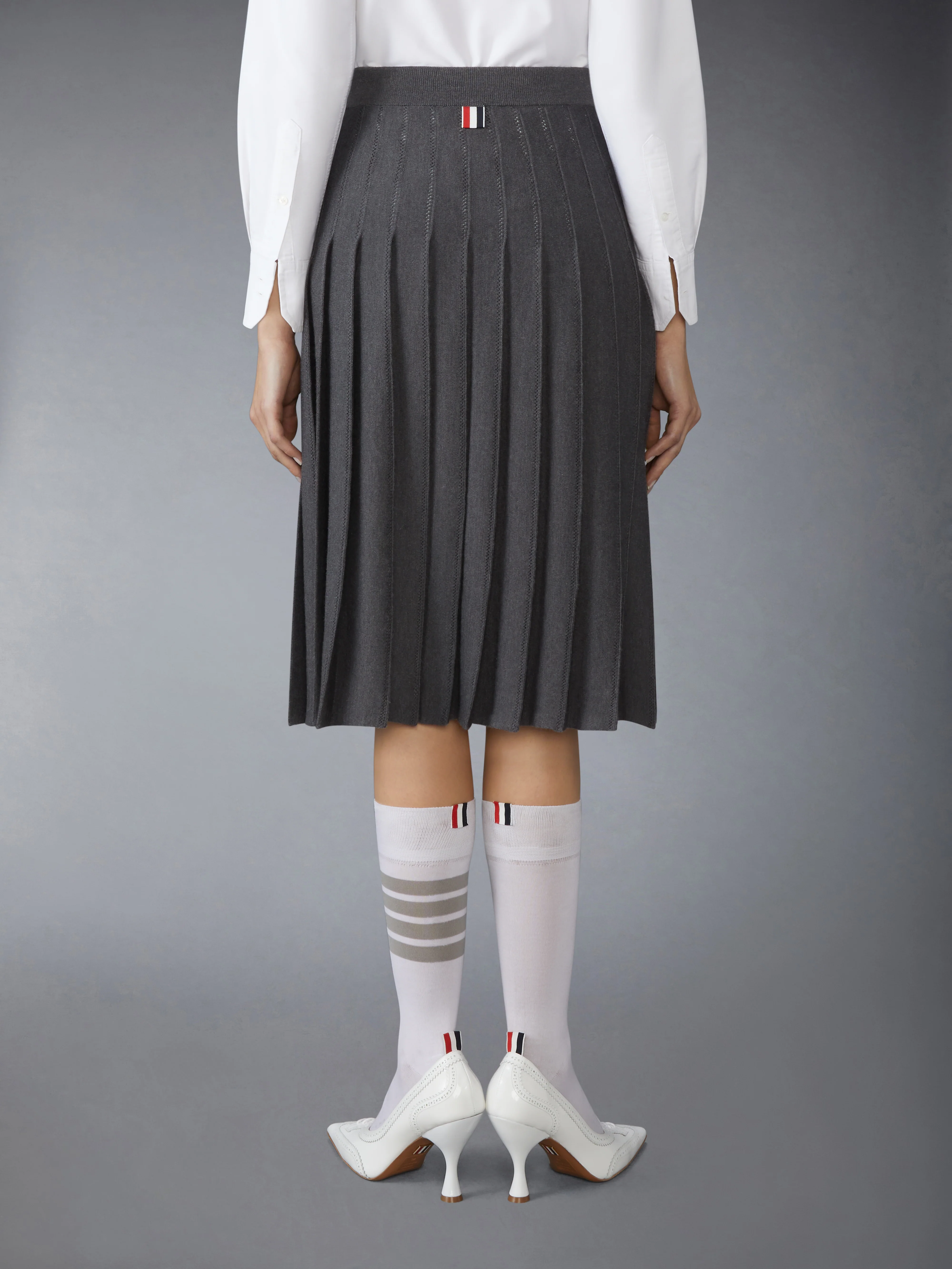 WOOL SILK POINTELLE PLEATED SKIRT - Image 3