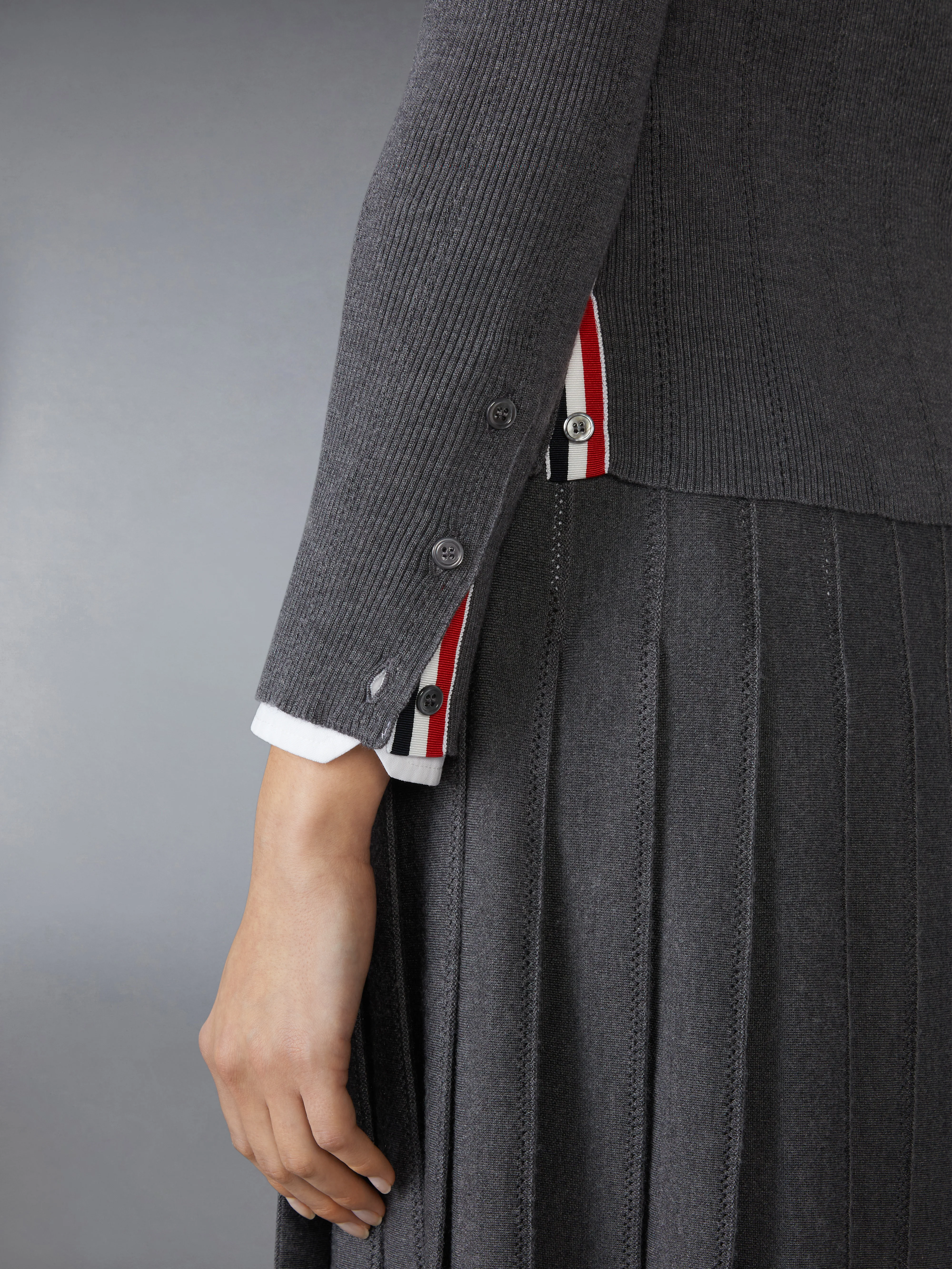 WOOL SILK POINTELLE V NECK CARDIGAN - Image 4