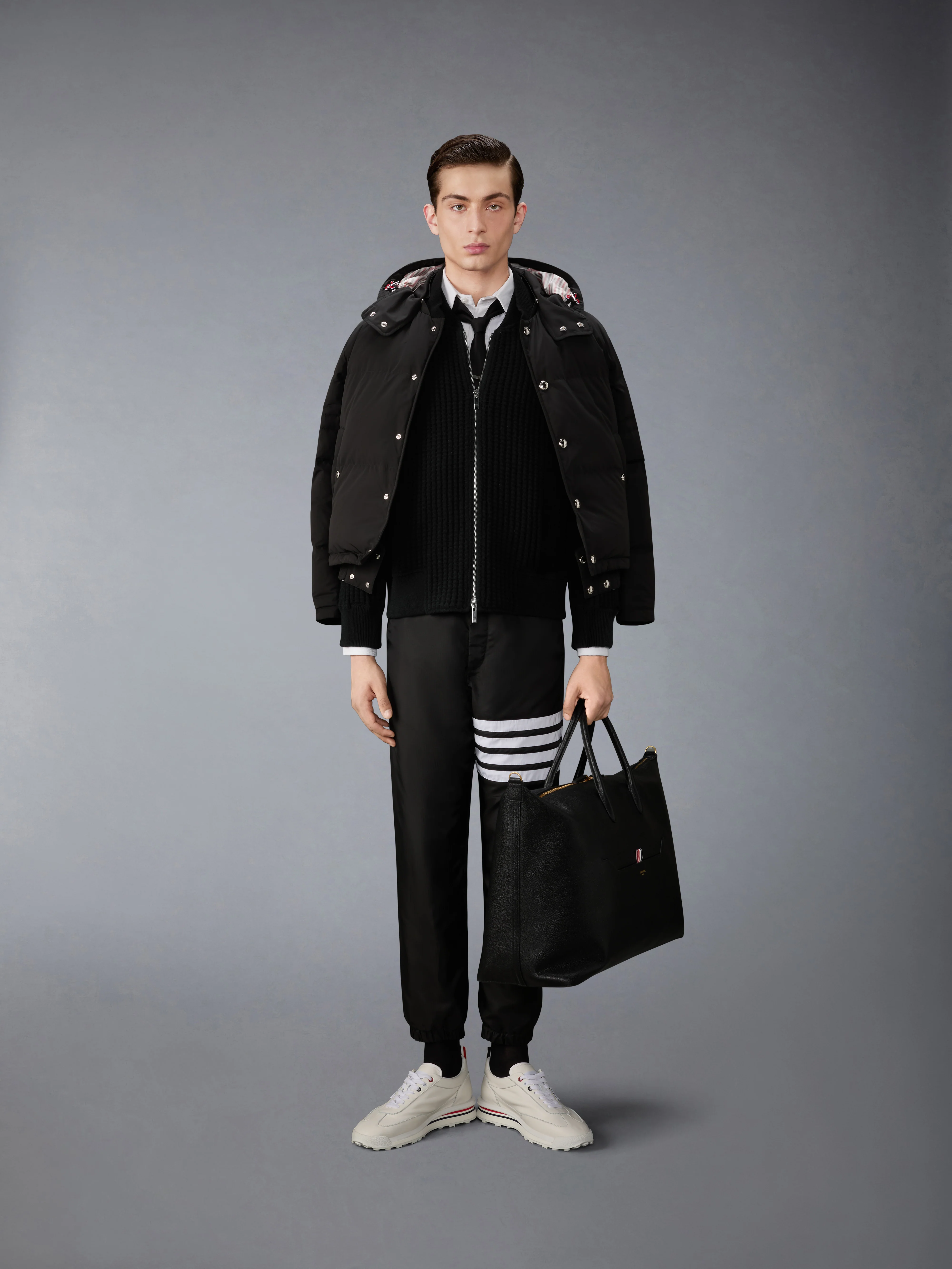 WOOL WAFFLE RAGLAN 4-BAR BOMBER JACKET - Image 3