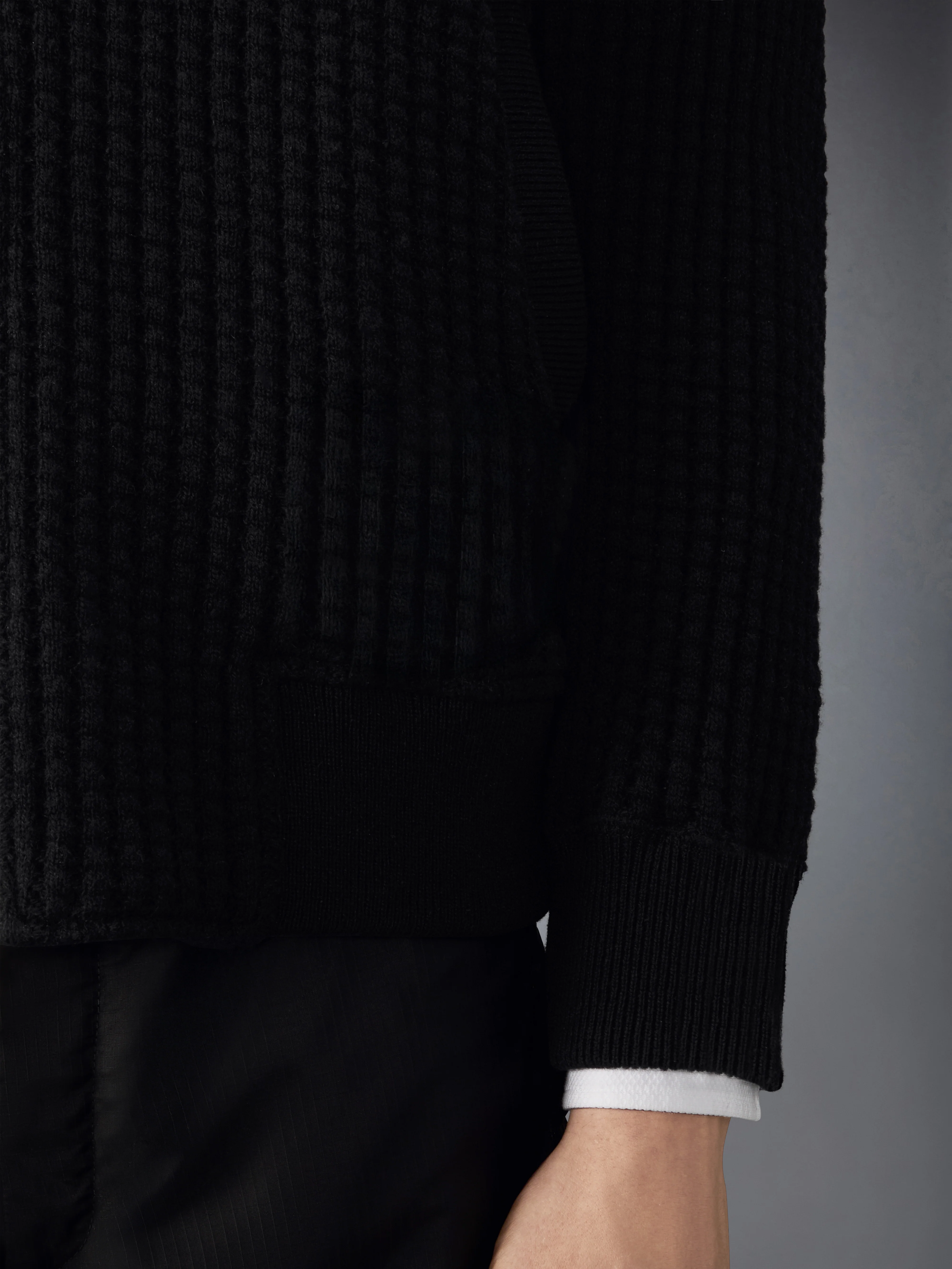 WOOL WAFFLE RAGLAN 4-BAR BOMBER JACKET - Image 4